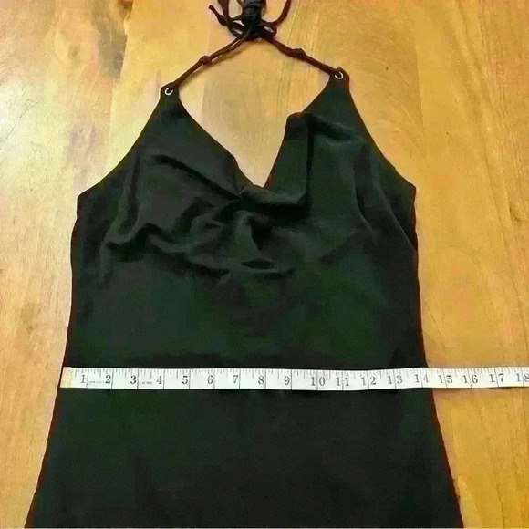 Vintage Anne.X Y2K  Sexy Halter Cow Neck Evening Formal Event Black Maxi Dress - Picture 12 of 13